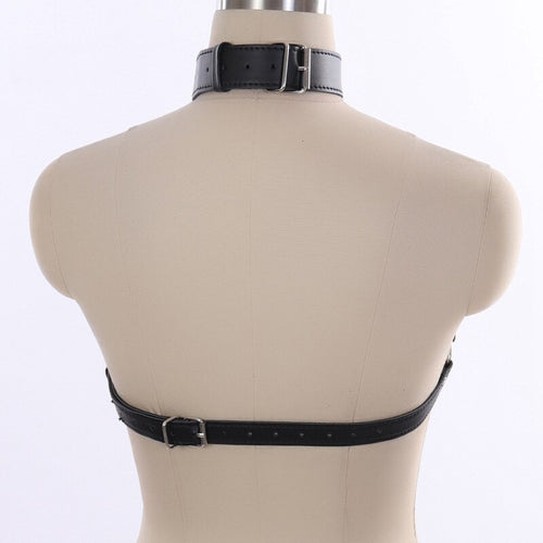 Women Leather Chain Lingerie ,Open Bust Body Harness Breast String Bra,Women's Sexy Clubwear,BDSM Bondage Restraints Strap