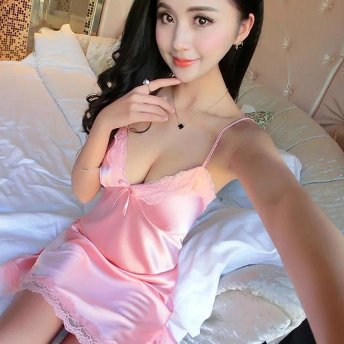 Women Sexy Lace Sling Deep V Nightdress Erotic Costume