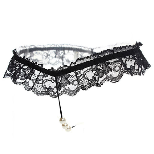 Women Sexy Lingerie Underwear Lace Panties Thongs Crotchless String Pearl Sexy Underpants