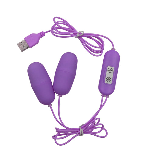 ไข่สั่นคู่ Dual Vibrator 12 ระดับ สีม่วง กันน้ำ ชาร์จ USB กระตุ้นคลิตอริสสำหรับผู้หญิง
