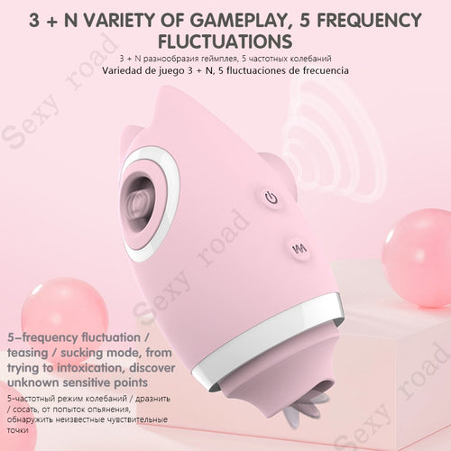 Vibrator Sex Toys for Woman Pink Cartoon Pose Flap Clit Sucker Silicone Charging Mini Nipple Sucker Tongue Vibrator Lick Couples